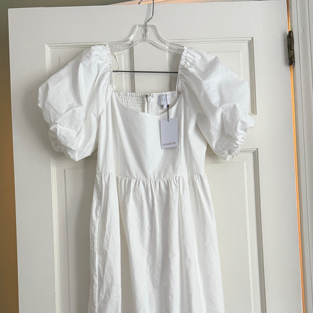 SUGARLIPS White Puff Sleeve Dress